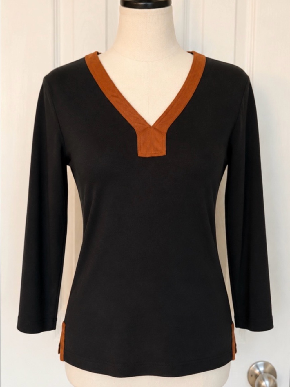 Ralph Lauren Black Top with Rust Trim